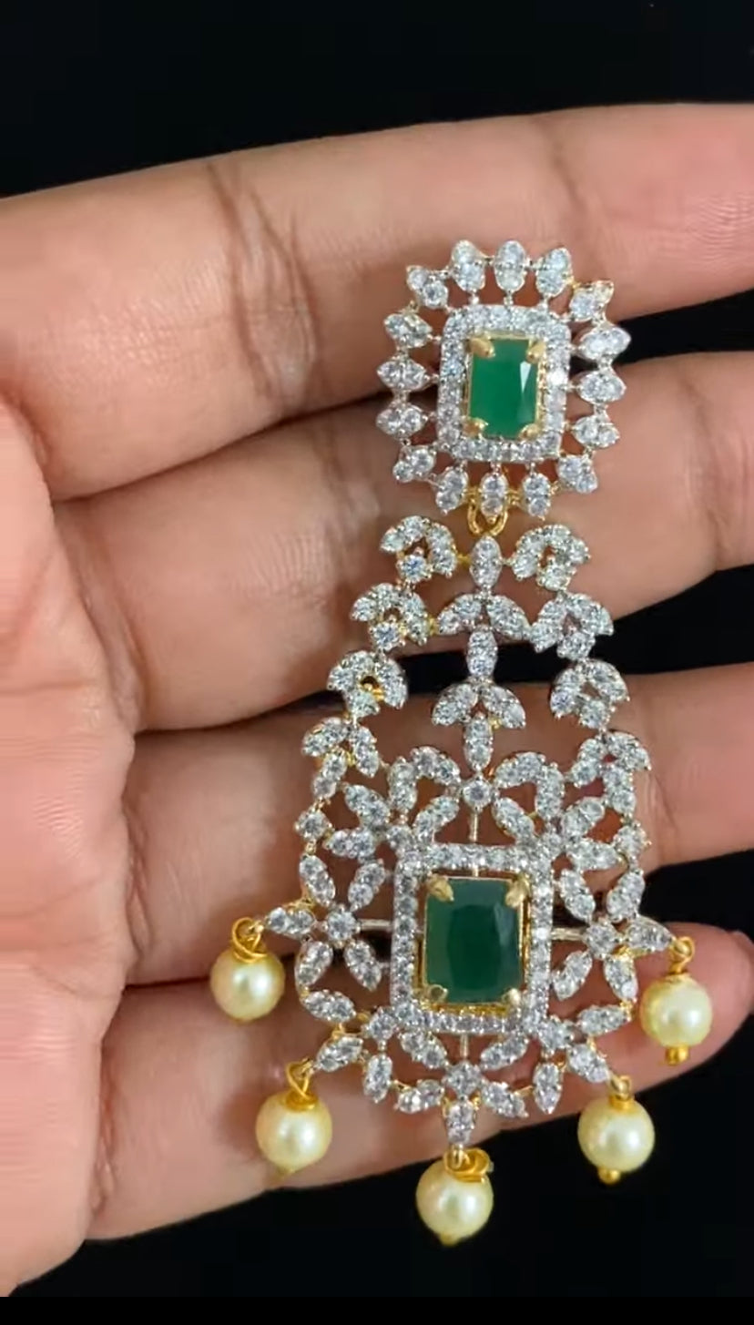 AD 3Layer Necklace With Earrings | Indian Bridal Jewelry In USA