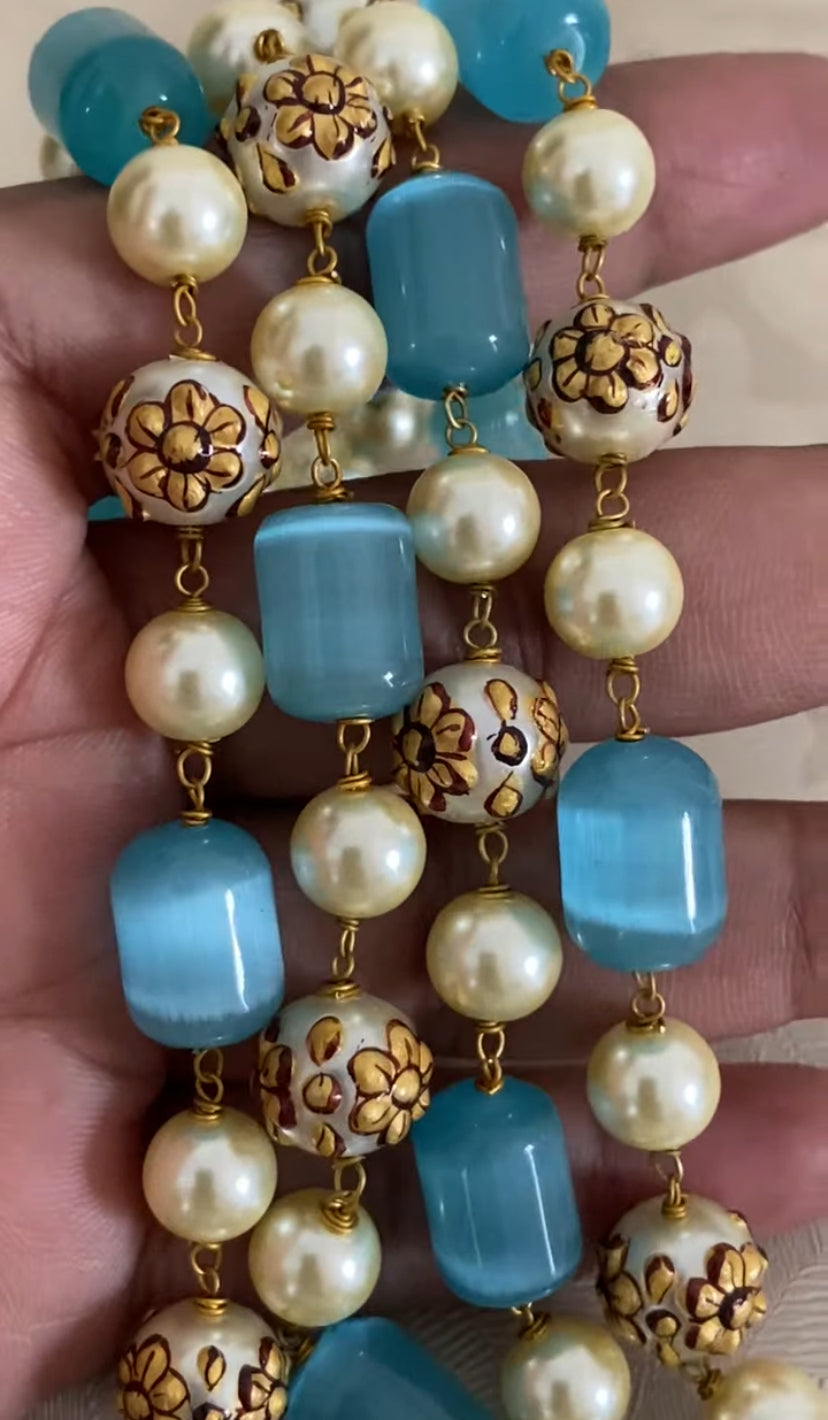 Monalisa Beads meenakari Pearls Mala Necklace | Indian Necklace | Gift Idea
