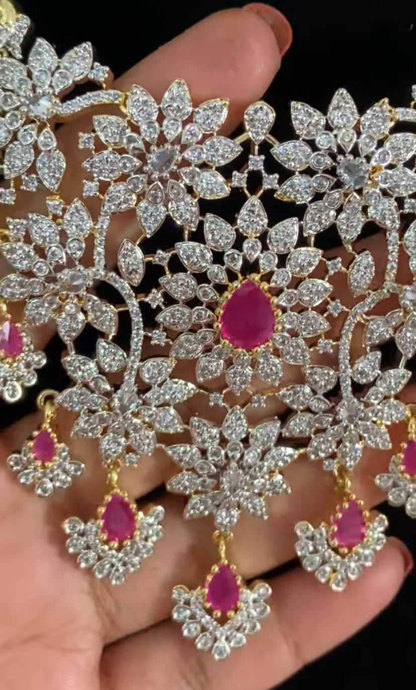 AD Bridal Necklace With Earrings | Indian Jewlry