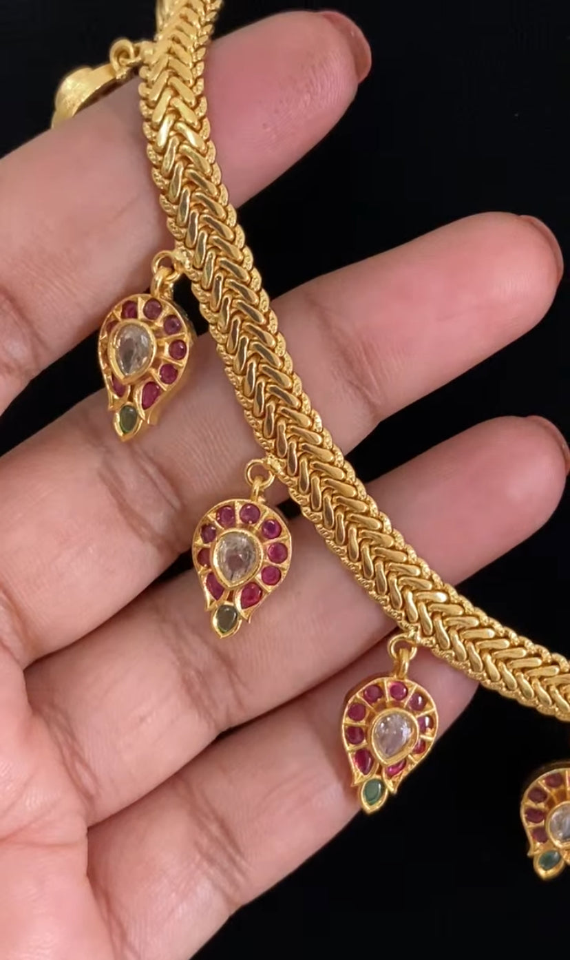 Small Kemp Pendants Nanu Patti Necklace |  Indian Traditional Jewelry