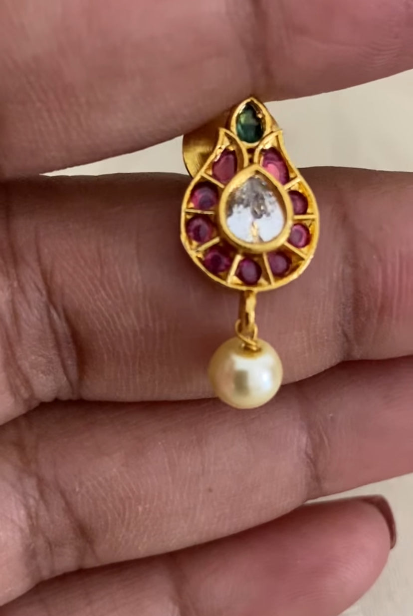 Small Kemp Pendants Nanu Patti Necklace |  Indian Traditional Jewelry