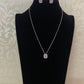 CZ Pink Pendant Simple Chain With Studs | Indian Jewelry In USA