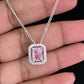 CZ Pink Pendant Simple Chain With Studs | Indian Jewelry In USA