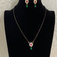 Pearl Ruby Green Pendant Mangalasutra | Black Beads Necklace With Earrings