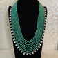 Moissanite & Green  Beads Layered Mala Necklace