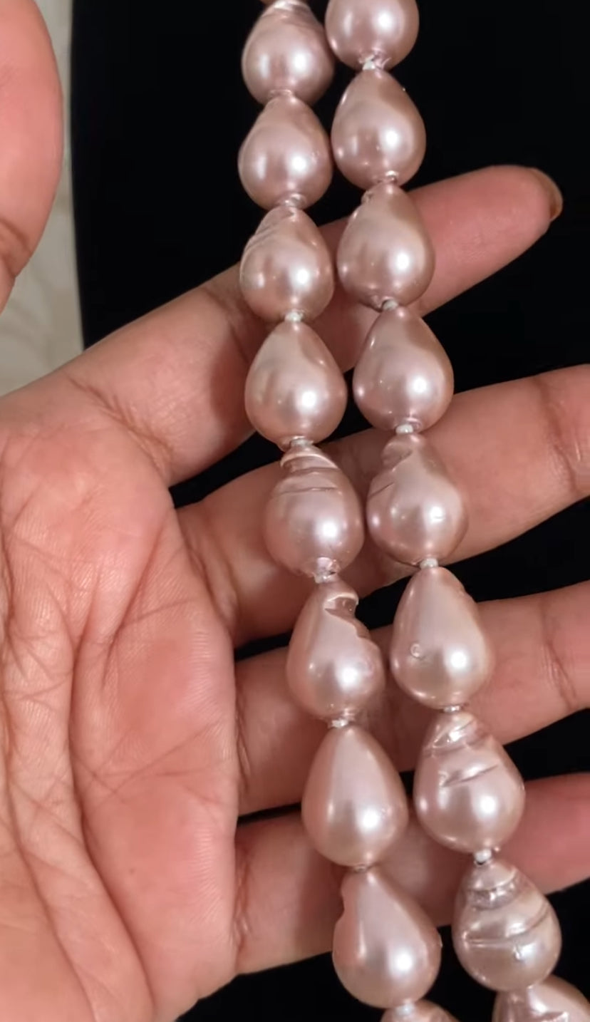 Rose Gold baroque Pearl Double Line Necklace | Latest Indian Jewelry