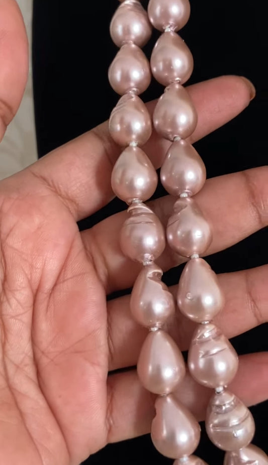 Rose Gold baroque Pearl Double Line Necklace | Latest Indian Jewelry