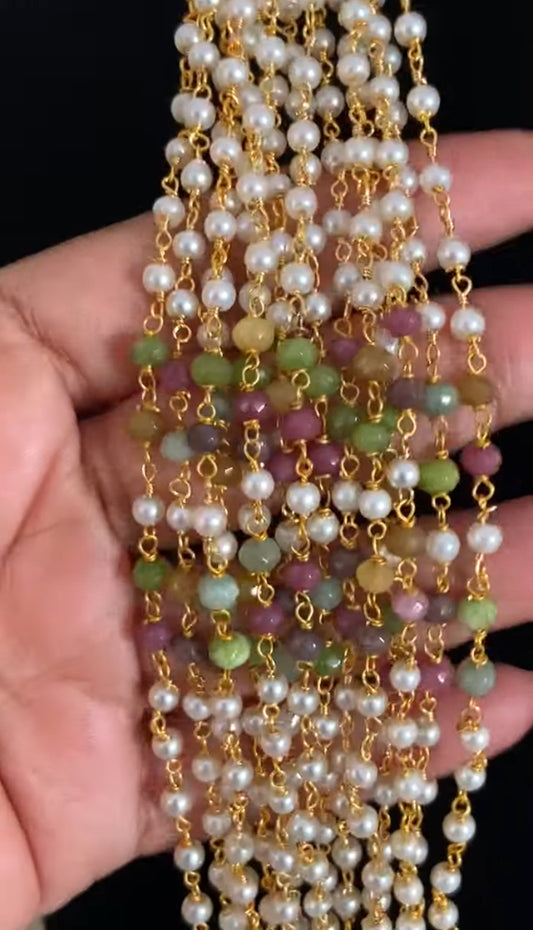 Multi Layer Pearl & Multi Color Beads Necklace | Indian Jewelry In USA