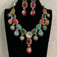 Designer Multi Colour Kundan Necklace  | Vintage Necklace With Earrings