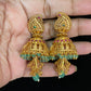Antique Ruby Green Jumkis  | Traditional Buttalu Earrings