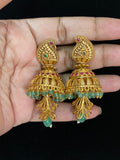 Antique Ruby Green Jumkis  | Traditional Buttalu Earrings