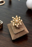 Moissanite Kundan Finger  Ring | Adjustable Finger Ring