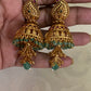 Antique Ruby Green Jumkis  | Traditional Buttalu Earrings