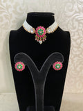 Kudan Pearl Choker With Earrings | Indian Necklace