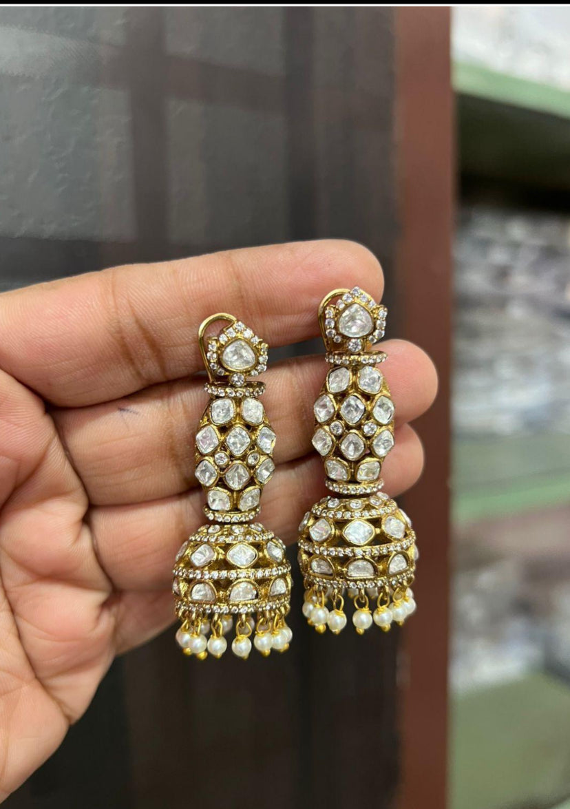 Moissanite Jumki Earrings | Indian Earrings