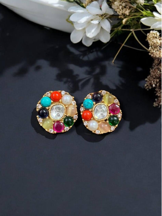 Navaratan Studs | Indian Traditional Earrings