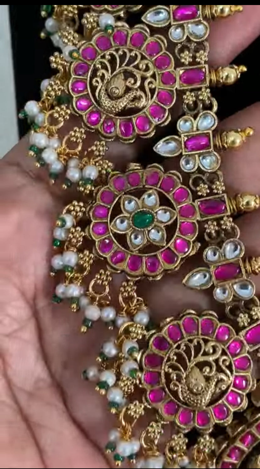 Kundan Bottumala Guttapusalu Necklace Set | Indian Bridal Jewelry