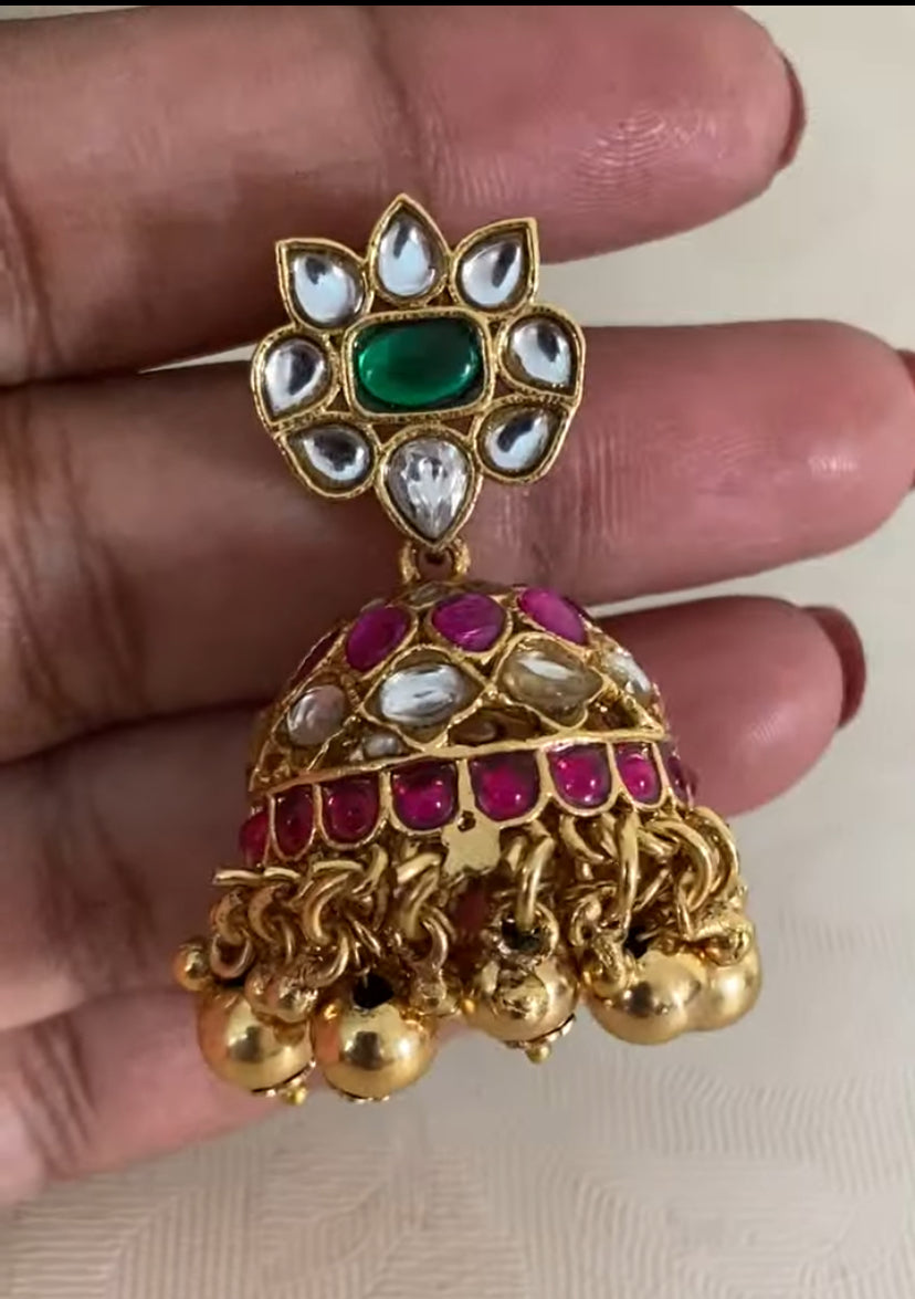Kundan Necklace With jumkis | Traditional indian Jewelry