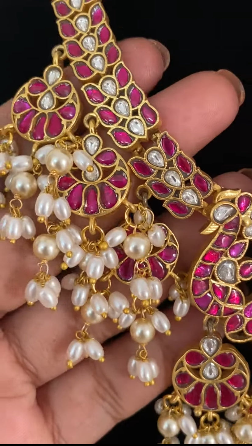 Jadau Kundan Pearl Hanging Necklace | Indian Traditional Jewelry