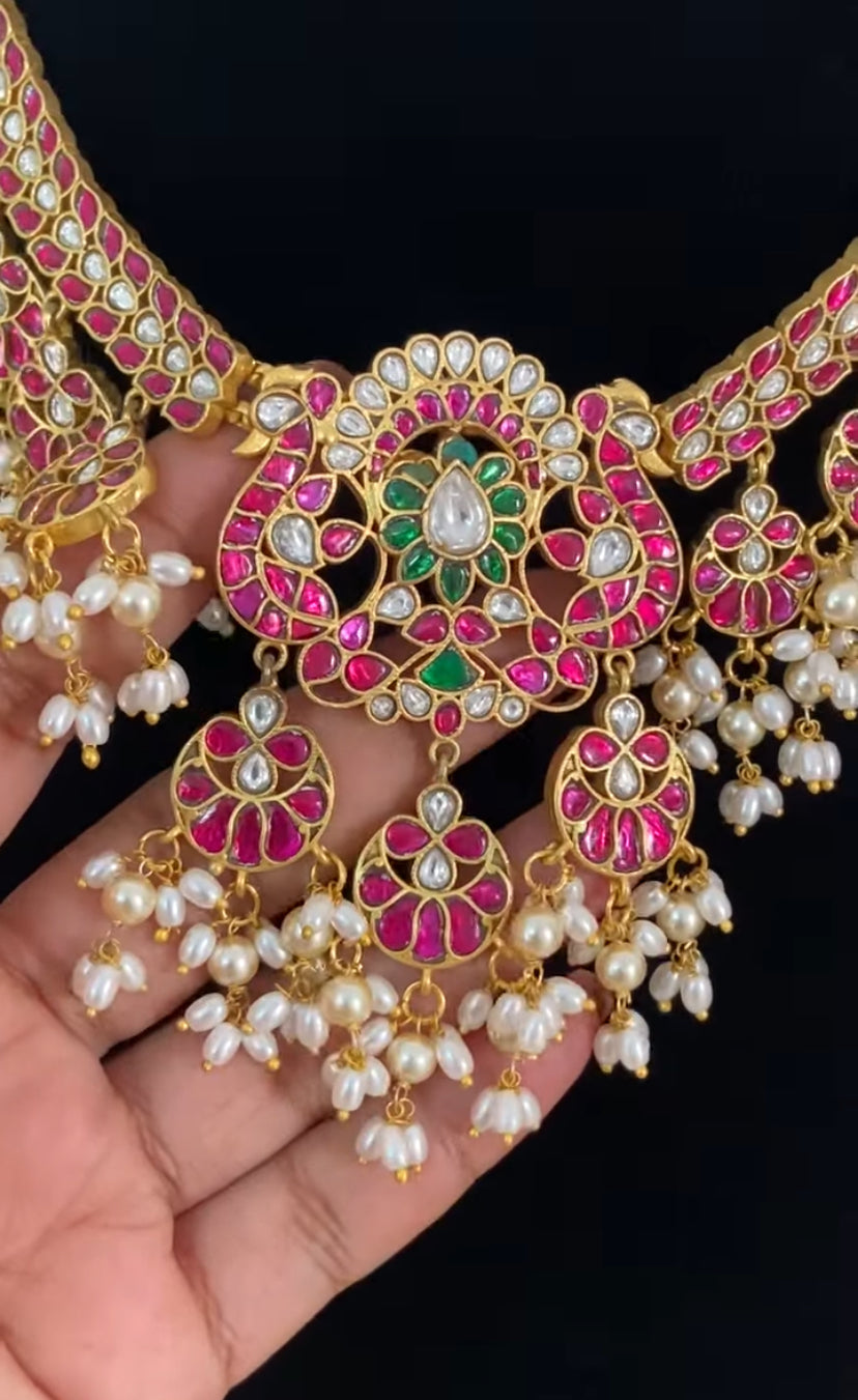 Jadau Kundan Pearl Hanging Necklace | Indian Traditional Jewelry