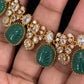 Carved  stone Kundan Necklace Set | Indian Jewelry
