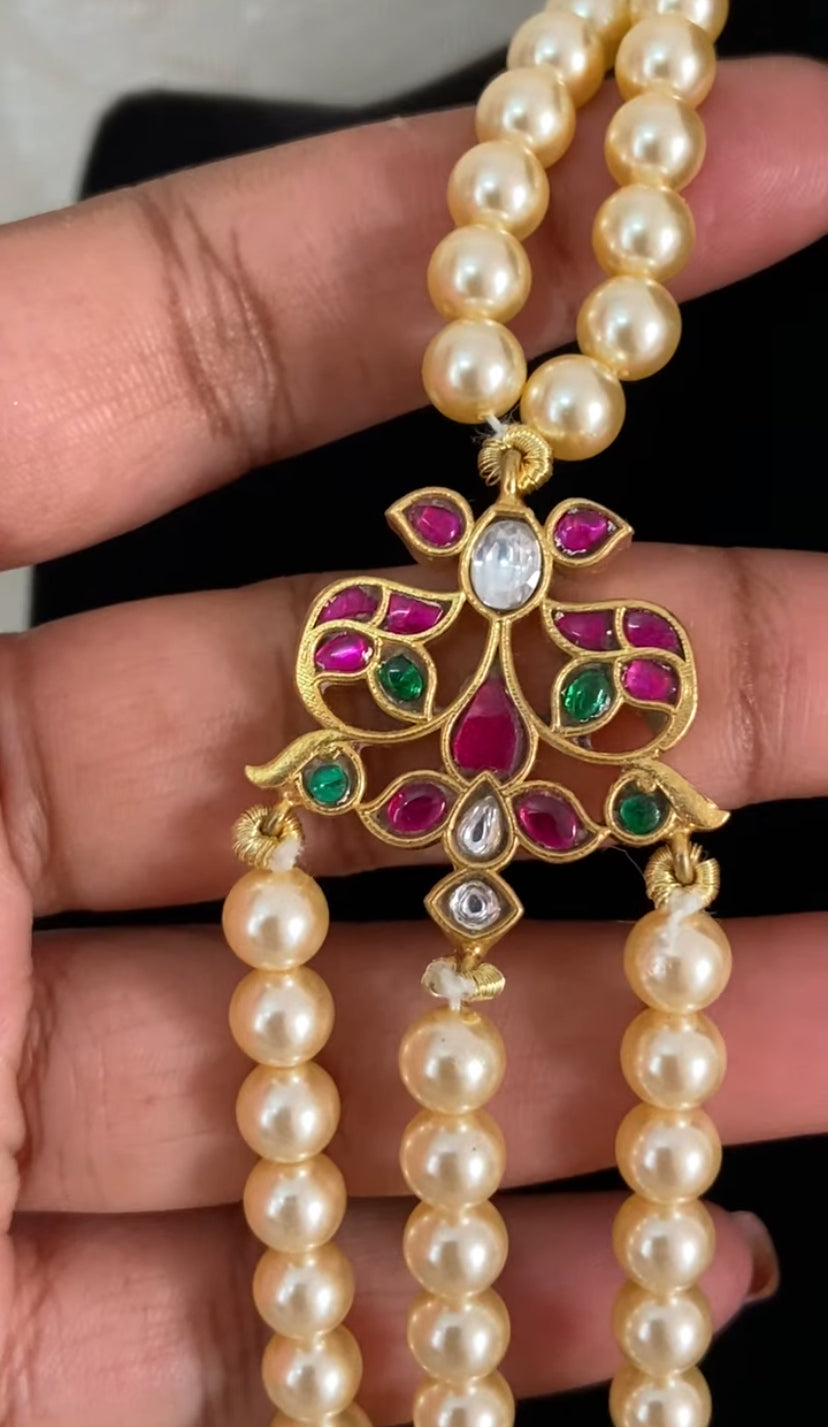 Jadau Kundan Side Pendants Pearl Necklace | Groom Necklace | Indian Jewelry in USA