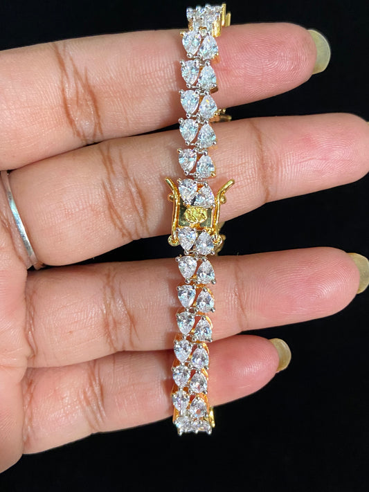 CZ Rhodium Bracelet | Two Tone Indian Bracelet
