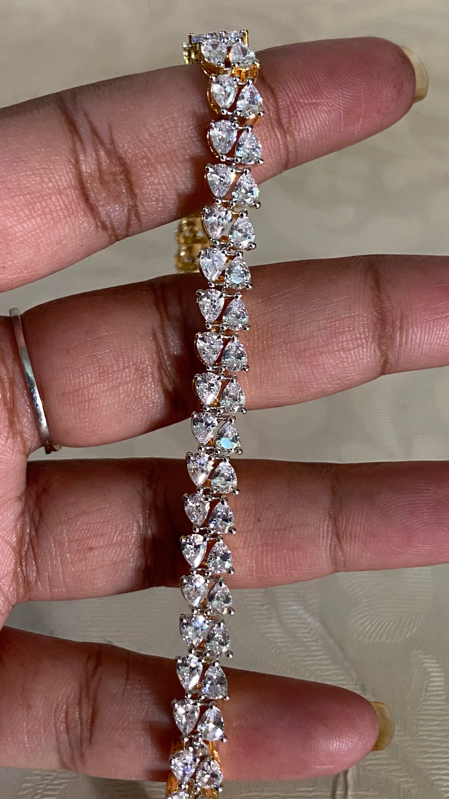CZ Rhodium Bracelet | Two Tone Indian Bracelet
