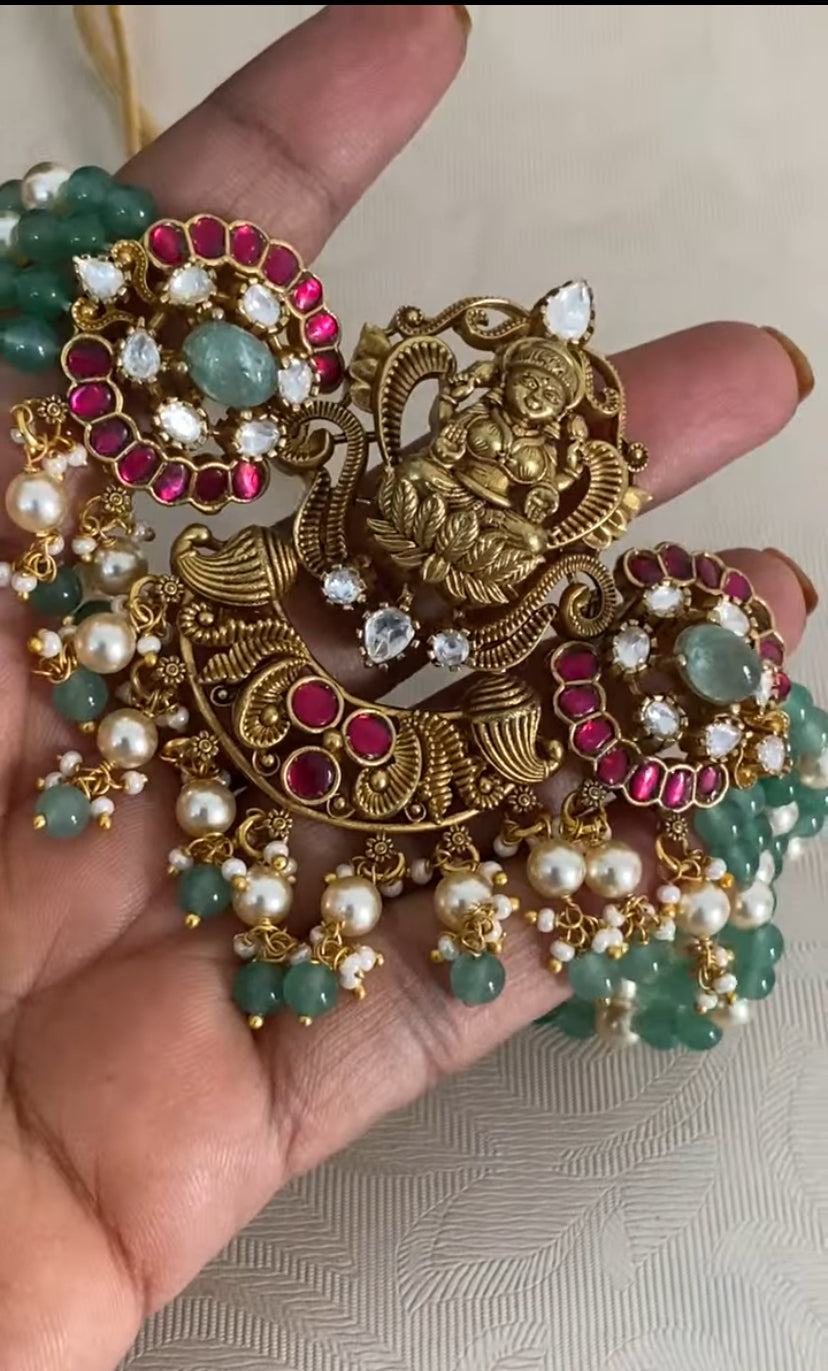 Antique Jadau Lakshmi Beads Choker Set | Traditional Indian Jewelry