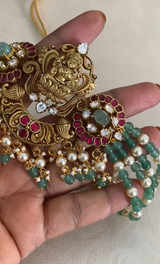 Antique Jadau Lakshmi Beads Choker Set | Traditional Indian Jewelry