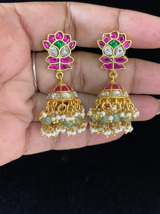 Jadau Kundan Jumkis | Antique Kundan Earrings