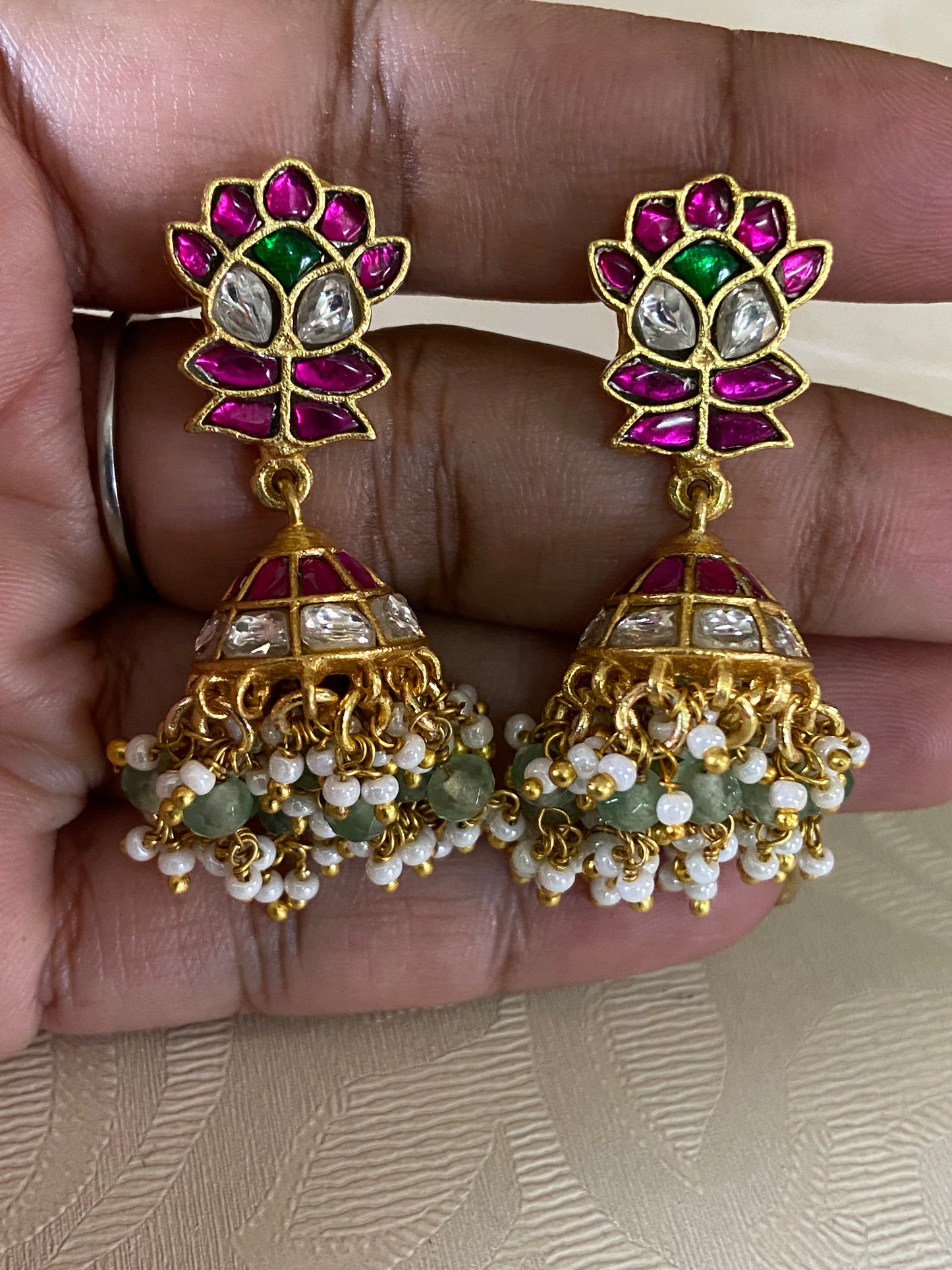 Jadau Kundan Jumkis | Antique Kundan Earrings
