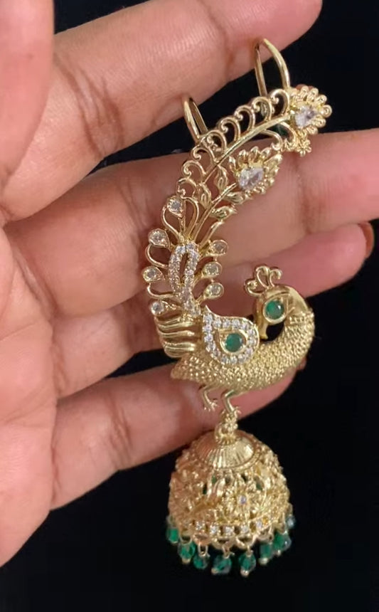 AD Peacock Jumki Ear Cuffs | Traditional Indian Jewelry In USA