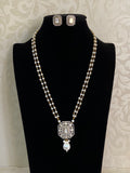 Victorian AD  Pendant Pearl Necklace With Studs