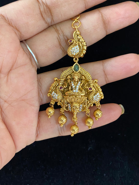 Traditional Temple Maang Tikka |  Antique Lakshmi Maang Tikka
