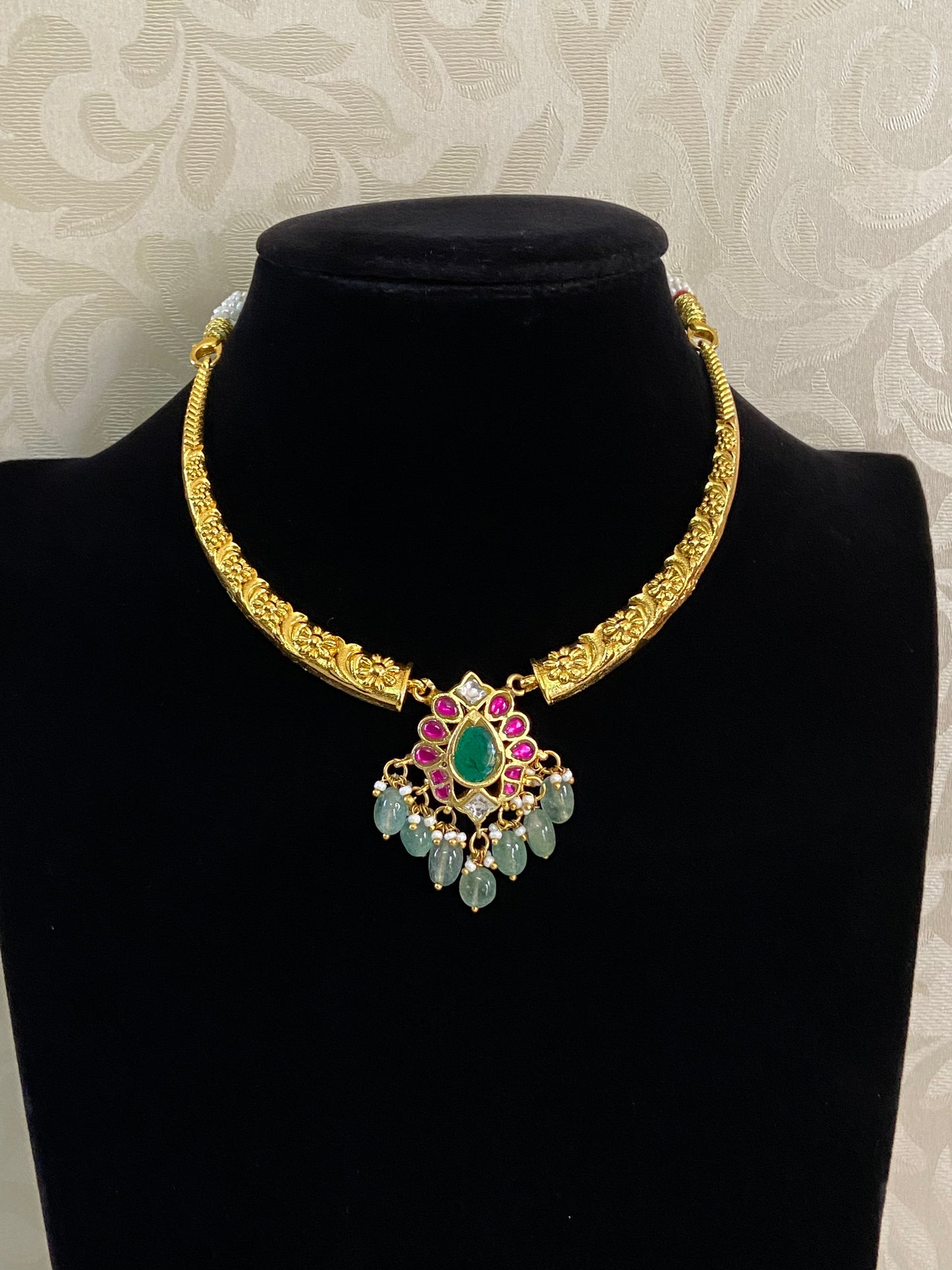 Jadau Pendant Kante Necklace | Indian Traditional Jewelry  | Kids Necklace