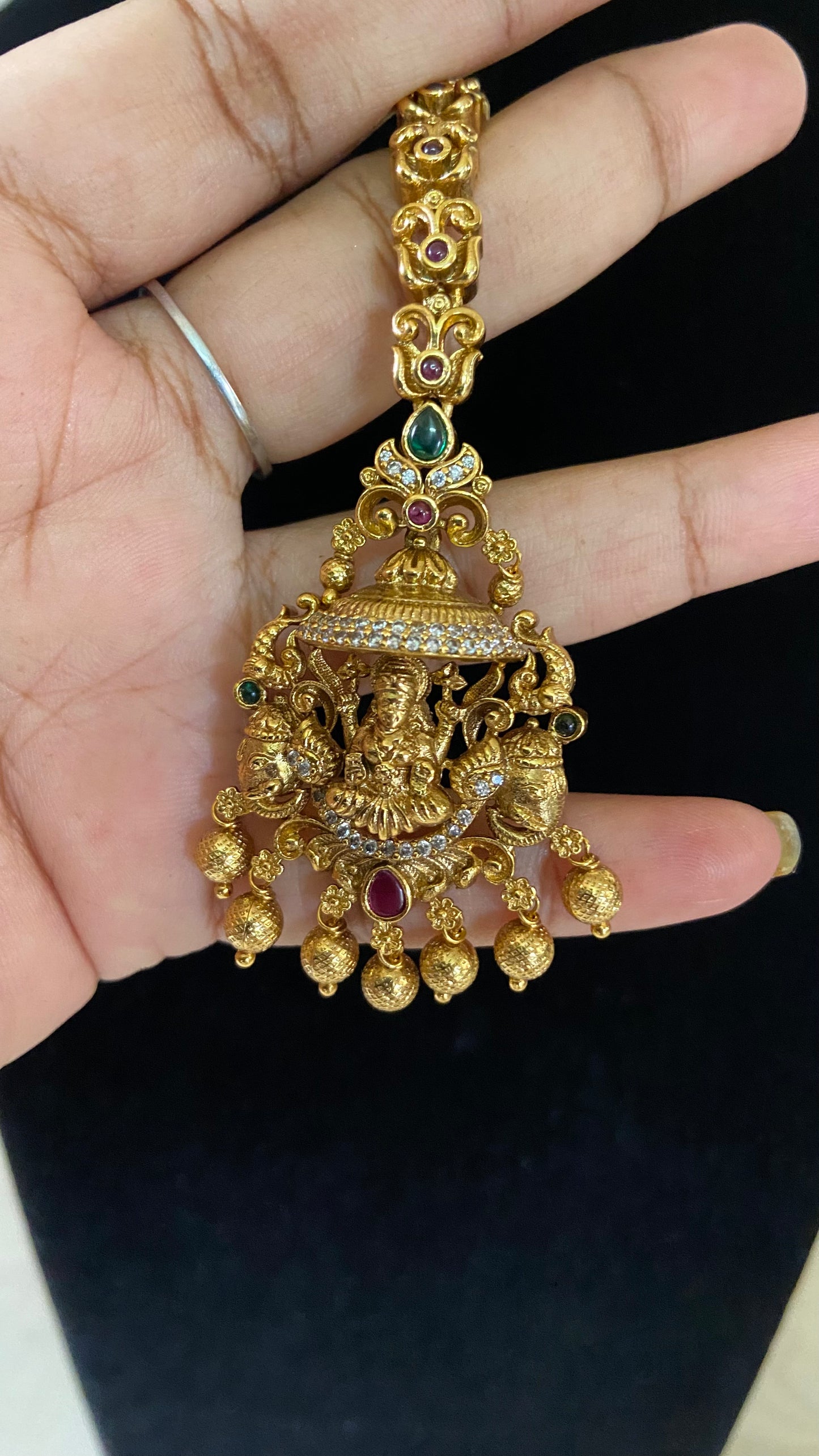 Antique Temple Maang Tikka |  Traditional  Lakshmi Maang Tikka
