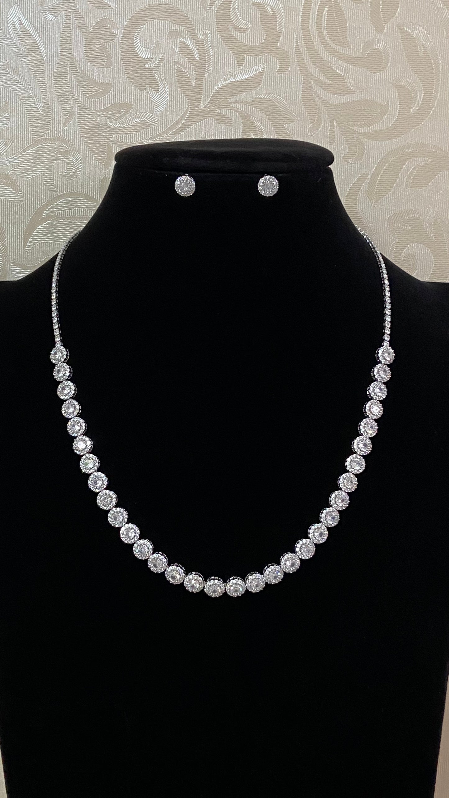 AD Silver Tone Necklace Set | Latest Indian Jewelry In USA