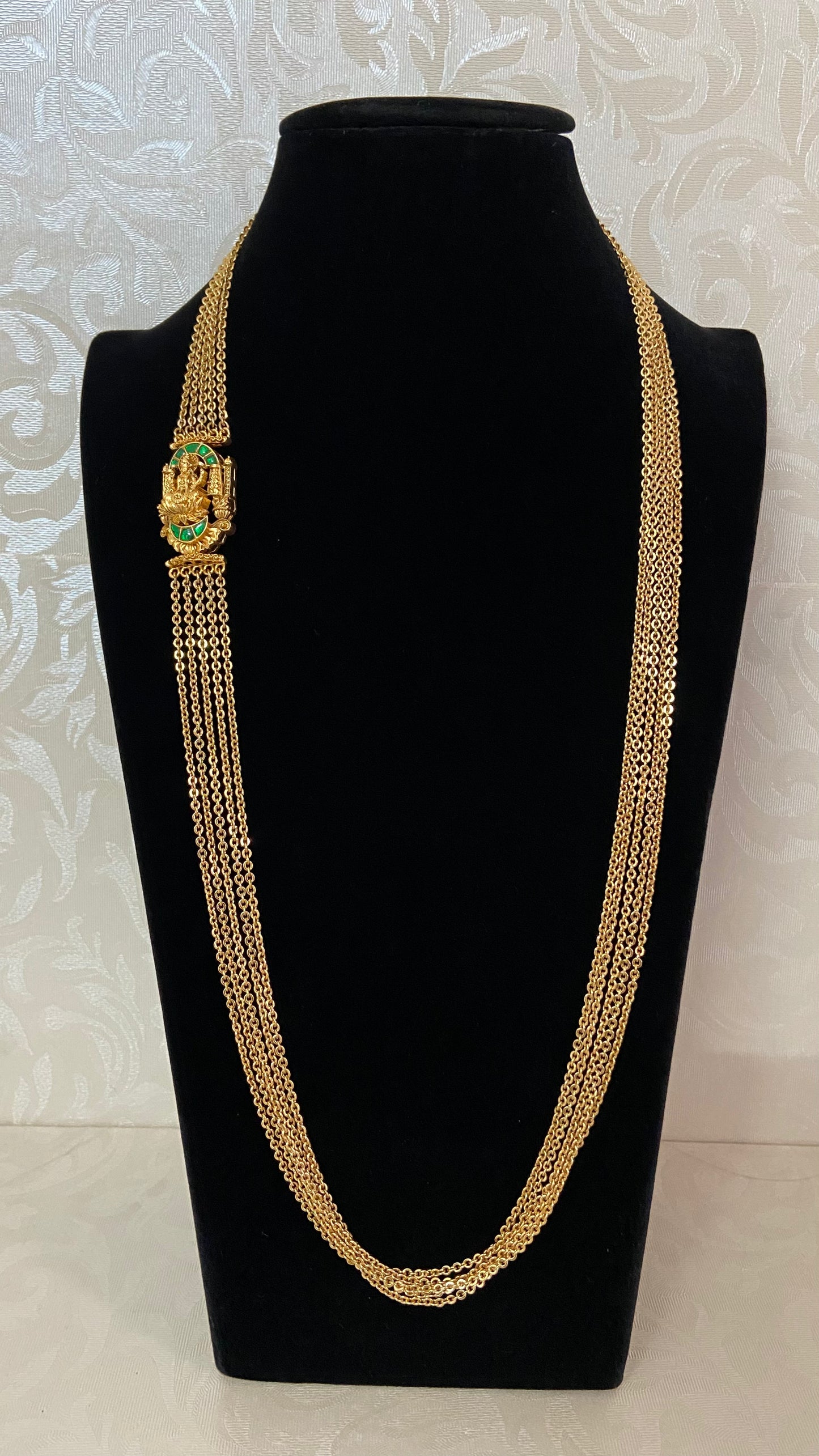 Jadau Kundan Antique Lakshmi Pendant ChandraHaram |  Indian Traditional Jewelr