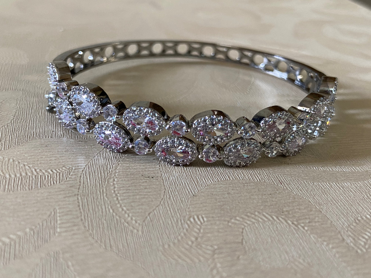 CZ Rhodium Black Tone Kada | Openable CZ Bracelet