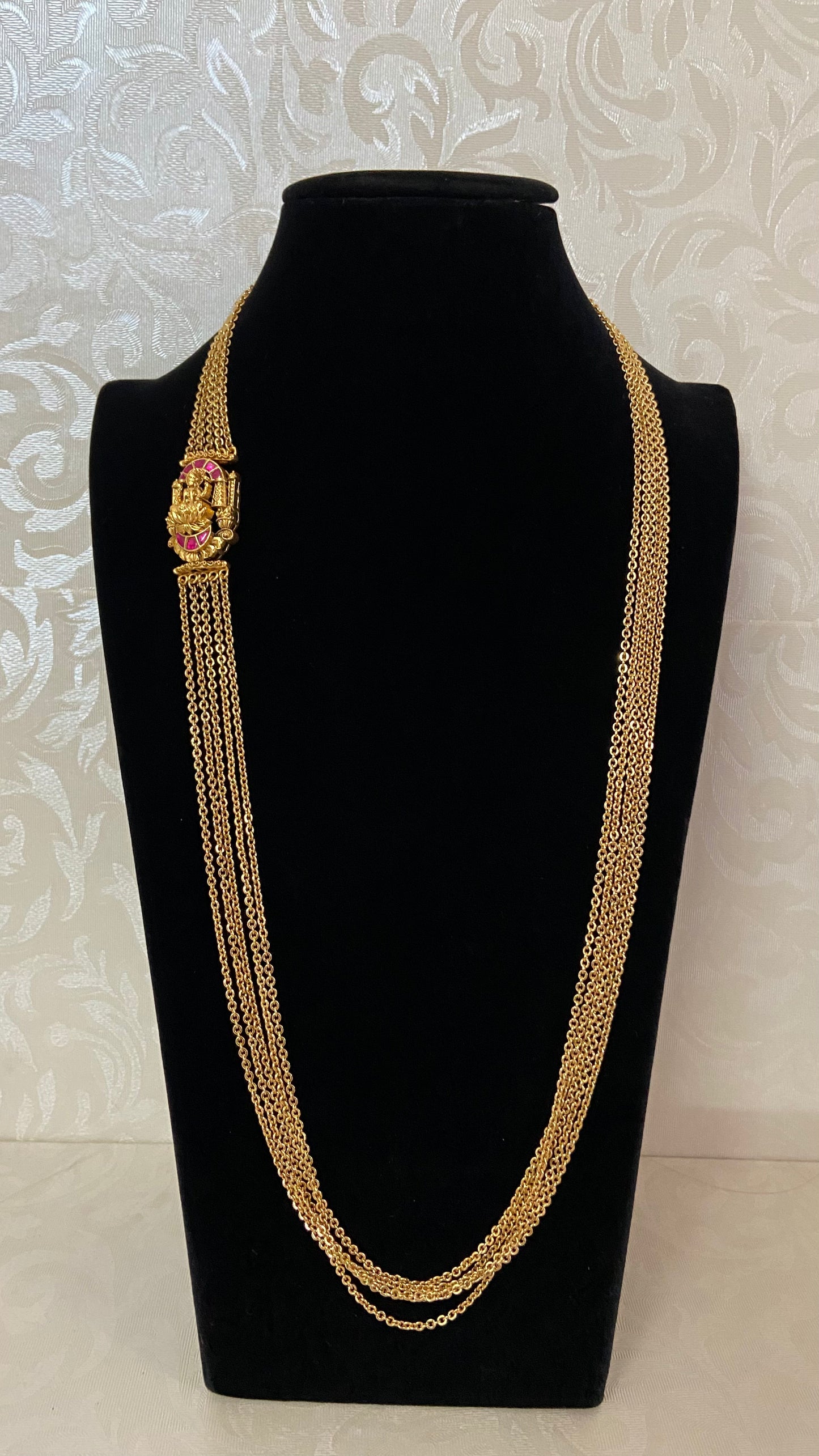 Jadau Kundan Antique Lakshmi Pendant ChandraHaram |  Indian Traditional Jewelr