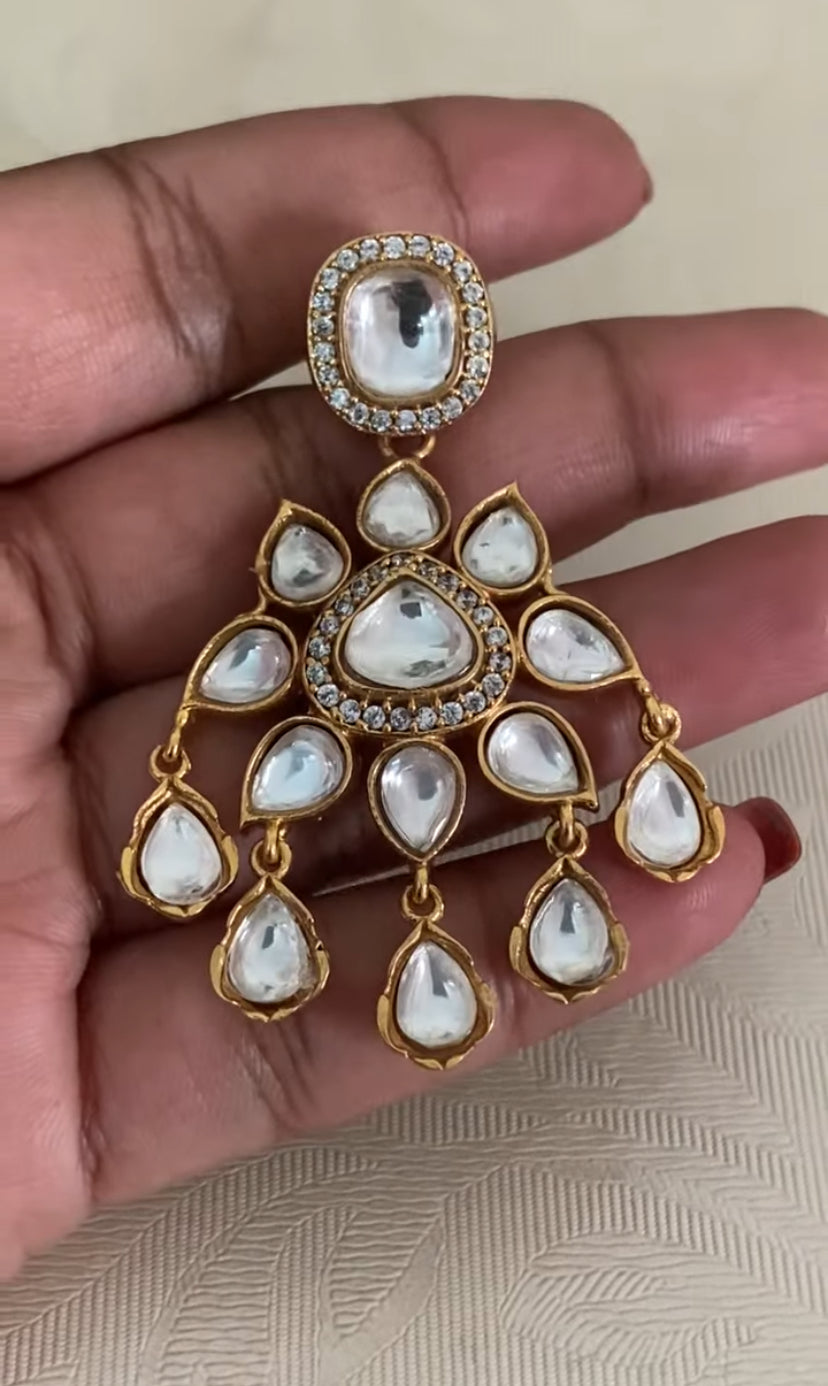 Moissanite Polki Kundan Necklace With Earrings | Indian Jewelry in USA