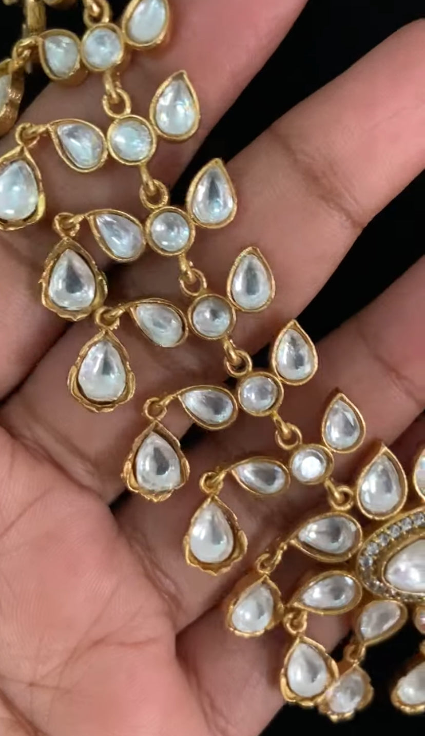 Moissanite Polki Kundan Necklace With Earrings | Indian Jewelry in USA