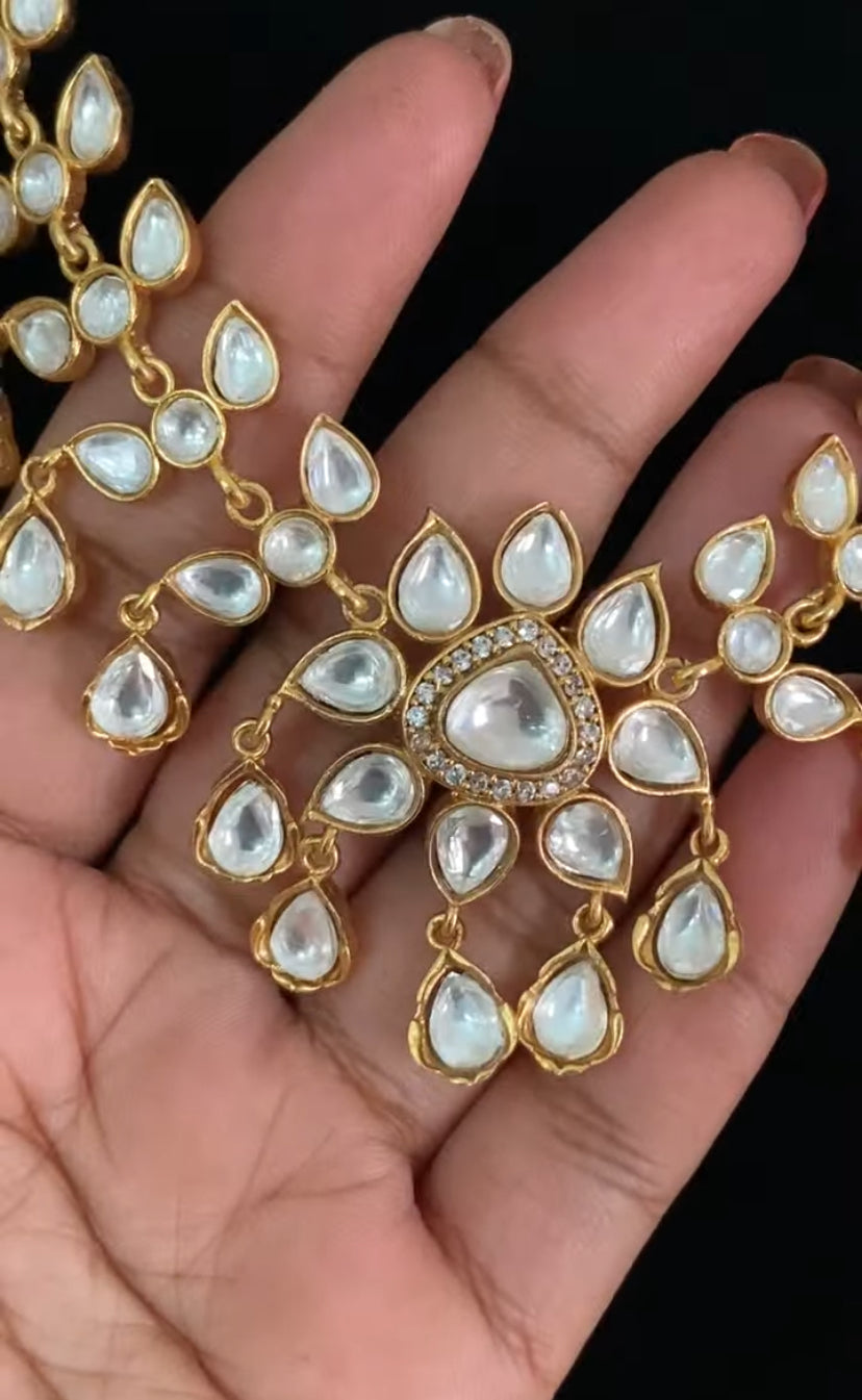 Moissanite Polki Kundan Necklace With Earrings | Indian Jewelry in USA