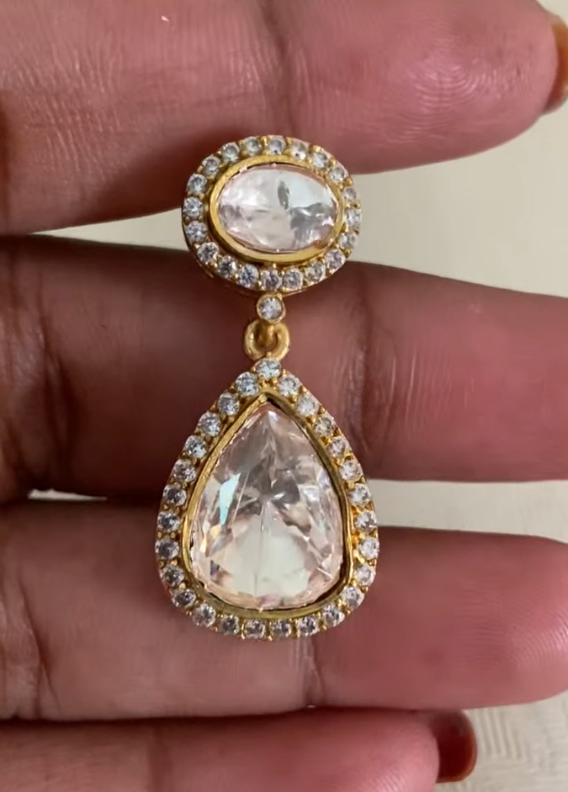 Premium AD Moissanite Necklace With Earrings | Indian Jewelry In USA