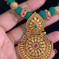 Antique Pendant Thread Necklace With Studs | Handmade Necklace