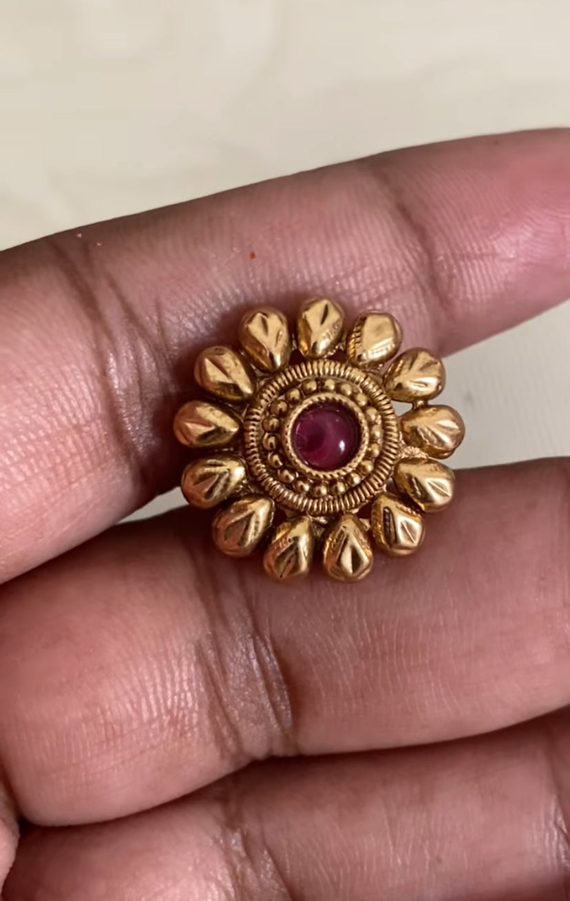 Antique Pendant Thread Necklace With Studs | Handmade Necklace