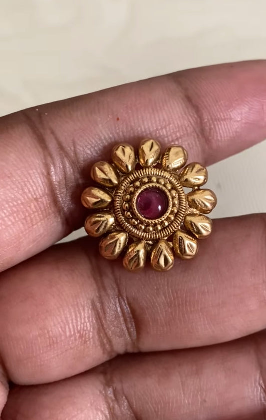 Antique Pendant Thread Necklace With Studs | Handmade Necklace