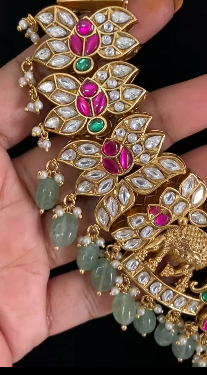 Antique Kundan Temple Necklace Set | Traditional Indian Jewelry