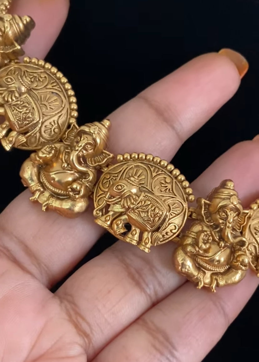 Antique Ganesh Temple Necklace Set | Traditional Indian Jewelry